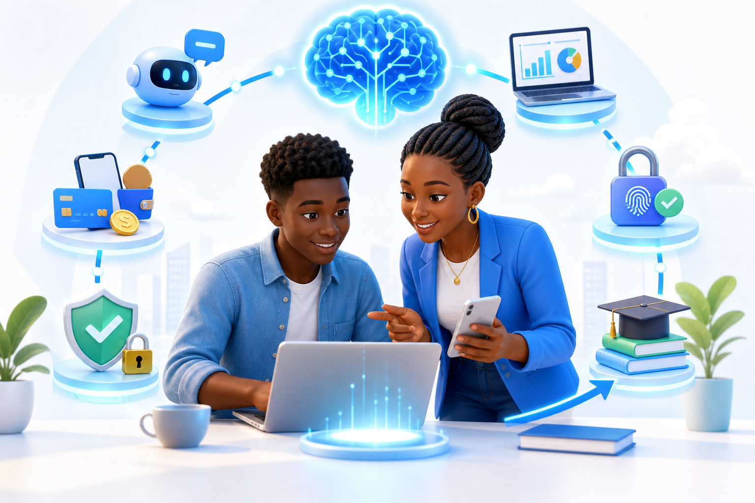 Accompagnement numerique simple avec IA, paiements et cybersecurite